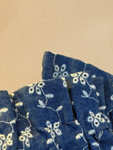 Manchettes amovibles - Broderie Anglaise Bleu